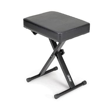 Imagem de Banco para teclado KT7800 em três posições estilo X (portátil, dobrável, assento para teclados, sintetizadores, órgãos e pianos, altura ajustável, acolchoado, base de metal, pés de borracha, preto)