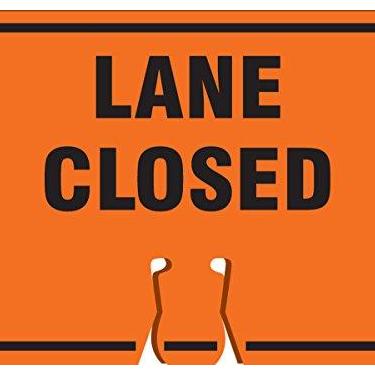 Imagem de Accuform Placa superior de cone de trânsito NMC "Lane Closed", combine com cones laranja para criar uma placa de aviso, placa de cone de plástico de 25 x 35 cm, feita nos EUA, FBC730