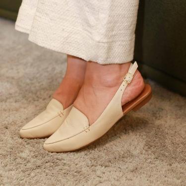 Imagem de Sapatilha Slingback Amo em Couro Off White - Amo Calçados, 36