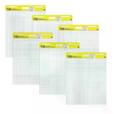 Imagem de Bloco de Flip Chart 3M 63 cm  76 cm Grade Branca 30 Folhas  Pacote com
