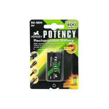 Imagem de Bateria 9v Recarregável 400Mah Potency Ate 1000 Ciclos - ELGIN