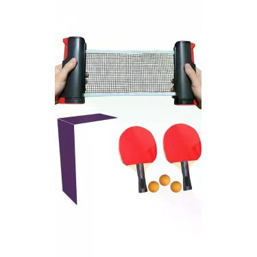Imagem de Kit Raquete Ping Pong Profissional 2 Unidades + Rede - Congratulations