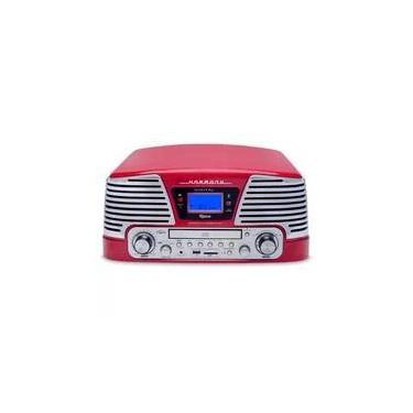 Imagem de Toca Discos Vitrola Raveo Harmony BT - Bluetooth, CD, MP3, USB e SD Reproduz e Grava, Aux. e FM 10W RMS Bivolt Vermelho