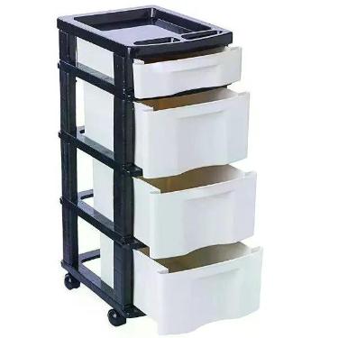 Imagem de Gaveteiro Organizador Plástico Com Rodinhas 4 Gavetas - Zate