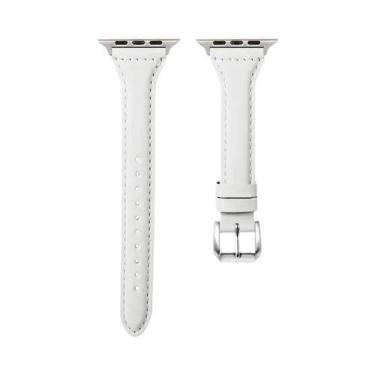 Imagem de Pulseira De Couro Slim Para Apple Watch Band 40mm 41mm 44mm 45mm 42mm 