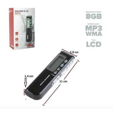 Imagem de Gravador De Áudio E Voz Digital 8Gb Mp3 Tomate Mt-556