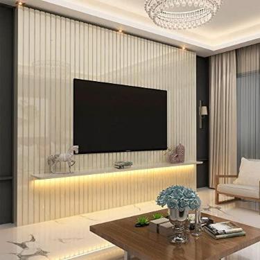 Imagem de Painel Ripado Tv até 85 Polegadas com Led 230cm Nobre Gelius Móveis Off White