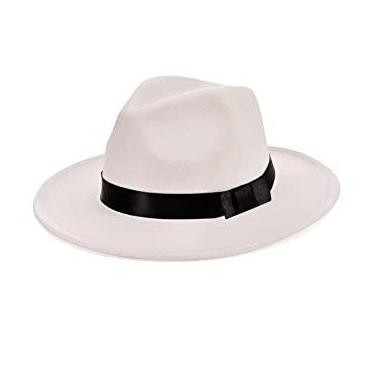 Imagem de BABEYOND Chapéu masculino Gatsby Panamá Fedora dos anos 20, Gatsby, estilo anos 20, acessórios de fantasia masculina Gatsby (branco)