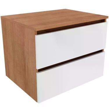 Imagem de Gabinete De Banheiro 60 Cm Com 2 Gavetas Joana Amêndoa/branco