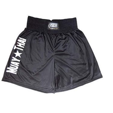 Imagem de Punch Silk Shorts Muay Thai, Unissex, Preto/Branco, G