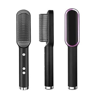 Imagem de Escova Secadora Profissional Seca Alisa E Modela Cabelo Comb, penteadeira de cerâmica quente, aquecimento rápido 20 anos e 5 configurações de temperatura e anti-escaldadura (Preto)
