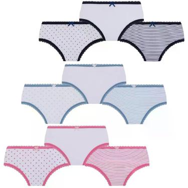 Imagem de Kit 9 Calcinha Lobinha Infantil Kids Lupo Algodão Estampada - G, Sorti