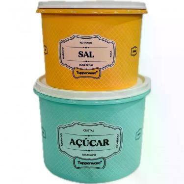 Imagem de Kit Porta Mantimentos Retro Essence para Sal e Açúcar em Plástico 100% Virgem para Cozinha Tupperware