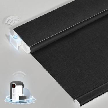 Imagem de MANSNIX Persianas motorizadas inteligentes com controle remoto, persianas automáticas sem perfuração, persiana elétrica blackout para janelas, preta, 85 x 182 cm