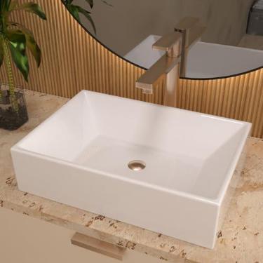 Imagem de Cuba Pia Sobrepor Banheiro Lavabo Retangular Torino - Branco