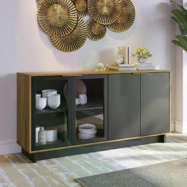 Imagem de Buffet Aparador com Porta de Vidro 160x83cm Vitória Colibri, Noce Mila