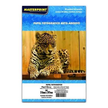 Imagem de Papel Foto Glossy Auto Adesivo 80 G/m2 A4 - 20 Folhas Branco - Sem mar