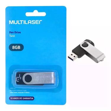 Imagem de Pen drive 8 gb twist preto usb 2.0 pd587 multilaser, 8GB