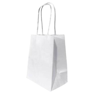 Imagem de Sacola Papel Kraft Branca Tamanho 18cm X 09cm X 24cm 10 Un - LELU SACO