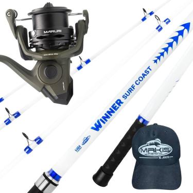 Imagem de Combo Surfcasting Vara Winner 2pt Molinete Navy Surf Alumínio Tamanho: