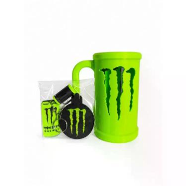 Imagem de Caneca Porta lata energético 475 ml kit + chaveiro, tampa e abridor. -