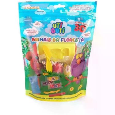 Imagem de Kit Massa de Modelar Animais da Floresta com Forminhas 3D Rolinho e Faquinha Canson