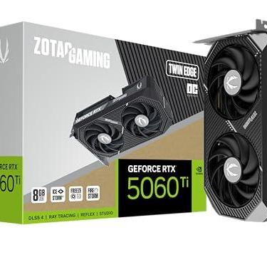 Imagem de ZOTAC Placa gráfica gamer GeForce RTX 5060 Ti 8GB Twin Edge OC DLSS 4 8GB GDDR7 128-bit 28 Gbps PCIE 5.0 Gaming, IceStorm 2.0 Cooling, SFF-Ready, ZT-B50610H-10M