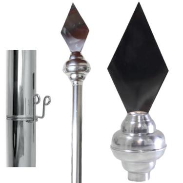Imagem de Kit Com 1 Mastro 2mts + 1 Ponteira Em Aluminio Polido Para Bandeiras