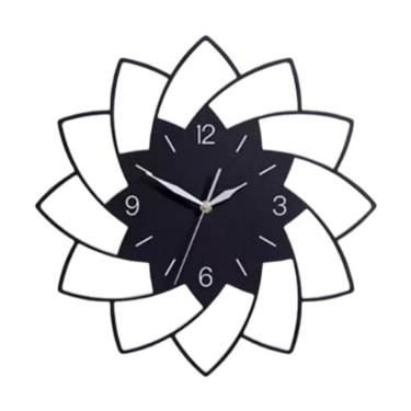 Imagem de Fenteer Relógio de parede acrílico em forma de flor criativo grande relógio de parede silencioso não ticking pendurado decorativo relógios de parede para o