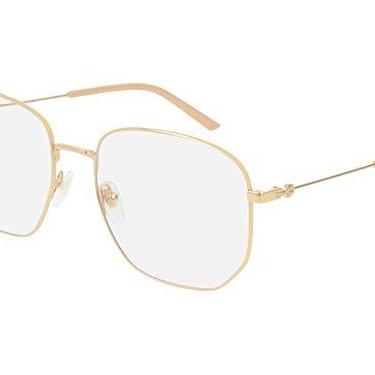 Imagem de Óculos de sol Gucci GG 0396S 001 dourado metal quadrado lente transparente, 56-18-140