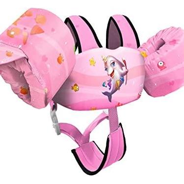 Imagem de Chriffer Colete salva-vidas infantil para meninos e meninas de 13,6 a 25 kg, boias infantis com arnês de ombro e asas de braço para bebês de 2, 3, 4, 5, 6, 7 anos