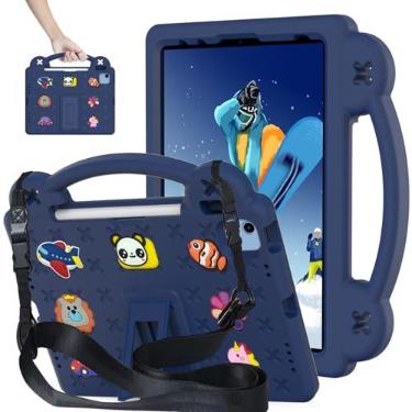 Imagem de YRH Capa infantil para iPad A18 (2026) geração 12 / para iPad A16 (2025), com alça de suporte, capa EVA à prova de choque para iPad 12ª geração 11 polegadas, azul marinho
