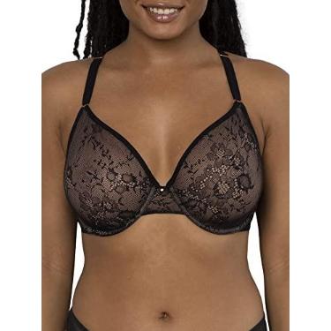 Imagem de Smart & Sexy Sutiã feminino de malha transparente com aro, disponível em pacotes individuais e 2!, Matiz preta com balé febre (renda suave), 40DDD