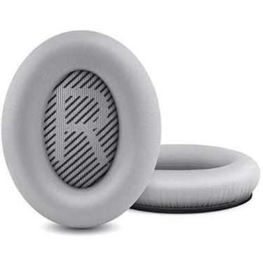 Imagem de HZTCAM Almofadas de Ouvido de Reposição Profissional para Bose Quietcomfort 35 Qc15 Qc25 Qc2 Qc35/ Ae2 Ae2I Ae2W Soundtrue e Soundlink Over-Ear/Around-Ear Headphones/Soft Protein Leather (Prata)
