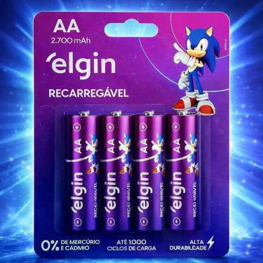 Imagem de Pilha Recarregável Elgin AA 2700 Com 4 Unidades Alta duração Parceria 