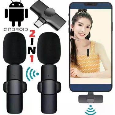 Imagem de Microfone Duplo de Lapela Sem Fio Para Celular Compatível Com Android 