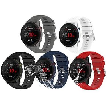 Imagem de Miimall (Pacote com 5) Pulseira de relógio de substituição de silicone macio para Garmin Forerunner 255/255 Music