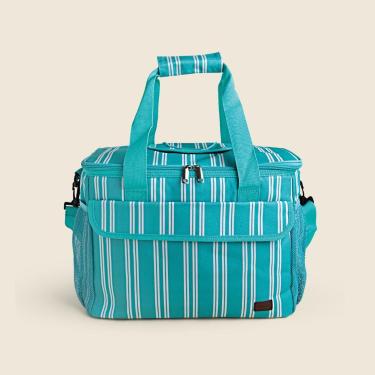 Imagem de Bolsa Térmica Listras Verde e Creme 26L - A\CASA