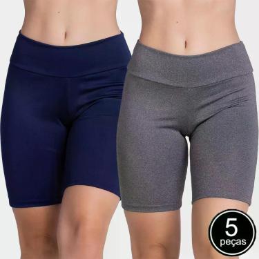 Imagem de Kit 5 Bermudinhas Fitness Feminina Suplex Lisa Curta - WLS Modas, Sort