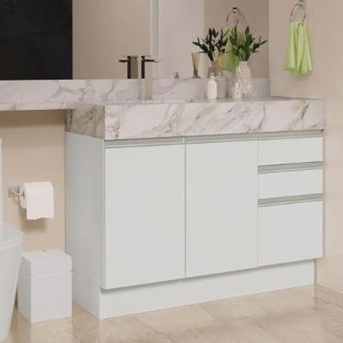 Imagem de Madesa Armário Gabinete para Banheiro 120cm 2 Portas 3 Gavetas Branco