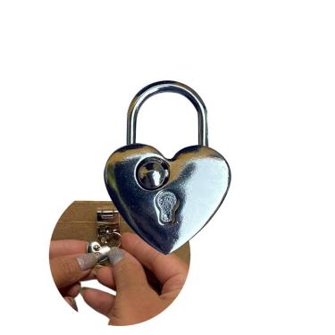 Imagem de Cadeado Automático Modelo Coração para Caixa Maleta Artesanato Kit 5 U