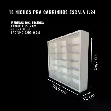 Imagem de Expositor 18 nichos 1:24 para miniatura carrinhos 24-1 - Genérica, Bra