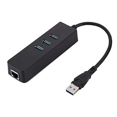 Imagem de Labuduo HUB para RJ45 RJ-45 + conversor USB HUB Ethernet adaptador confiável ABS ethernet prático para Gigabit Ethernet