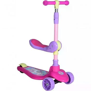 Imagem de Patinete Infantil com Assento 2 em 1 Ajustavel Guidao Regulavel Rodas Largas Rosa Unitoys