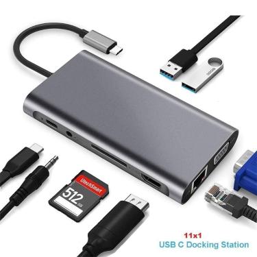 Imagem de Hub Docking Station 11x1 Adaptador Type C X Lan, Hdmi, Vga, Sd, Usb , 