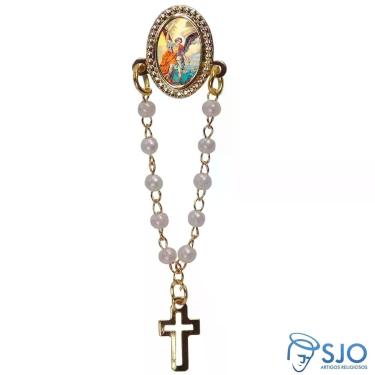 Imagem de Botton com Mini Terço São Miguel - SJO Artigos Religiosos