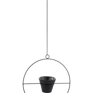Imagem de Vaso De Barro Suspenso Preto Decorglass Multicolor