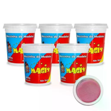 Imagem de Kit 5 Potes Massa Massinha de Modelar Infantil 500g Escolar - Magix, R