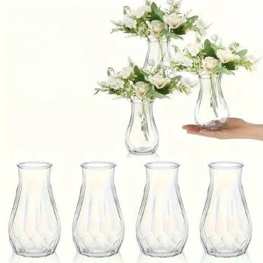 Imagem de Vaso de plástico estilo diamante, vaso hidropônico transparente, arranjo de plantas de hera verde para mesa de jantar, cozinha, escritório, casa, prateleira, casamento, sala de estar, centros de mesa