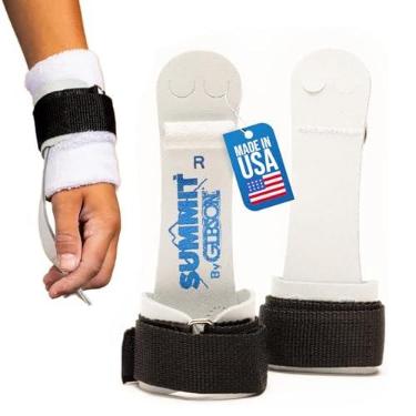 Imagem de Gibson Athletic Pegas de anel de ginástica Summit para meninos - Punho de couro durável - Pegas de mão para anéis de ginástica infantis - Equipamentos e acessórios de ginástica, feito nos EUA
